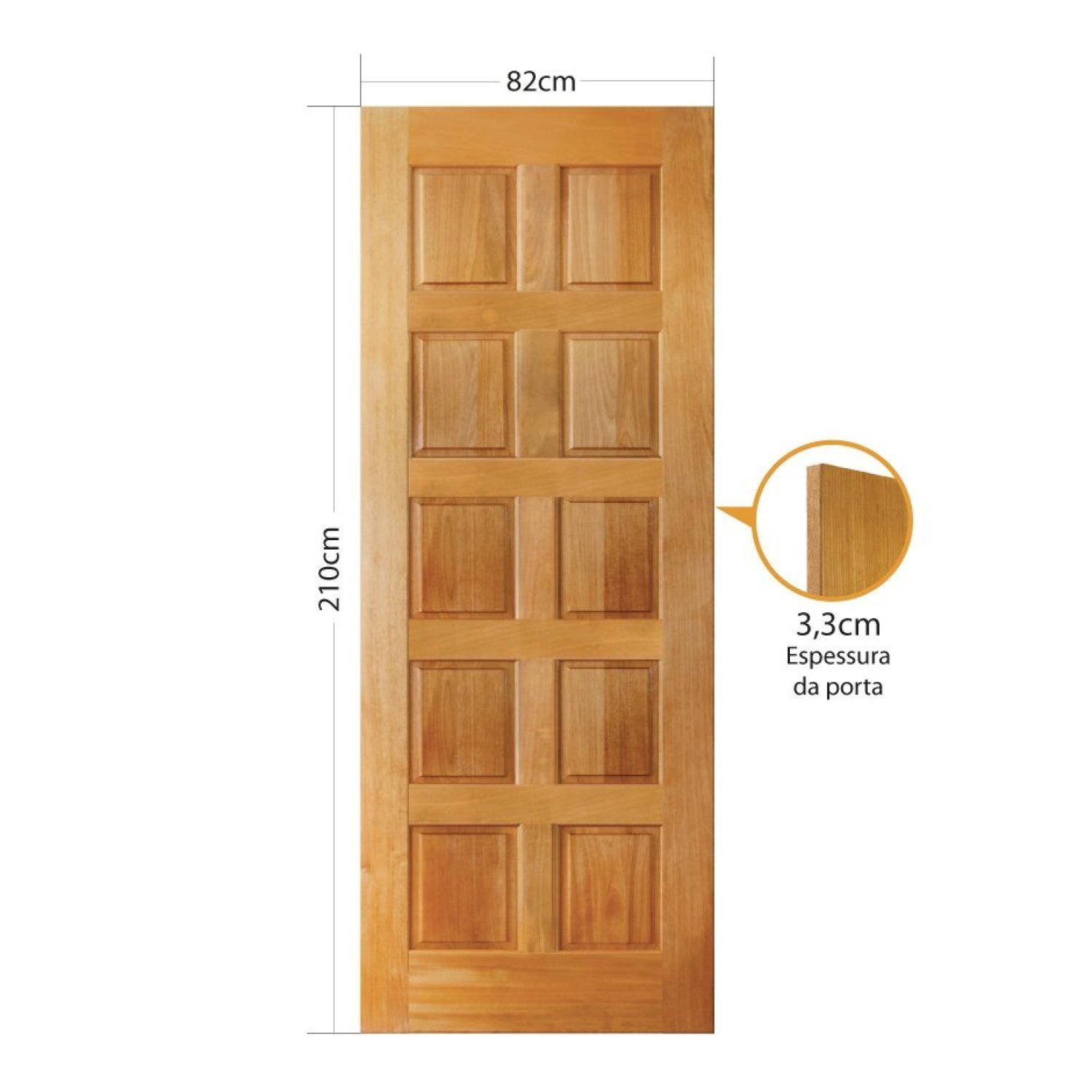 Folha de Porta 210x82cm Tauari Pv10 Mapaf - 2