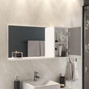 Ver imagem 3 de Conjunto Gabinete Banheiro Prisma 80cm Gabinete + Cuba + Espelheira com Vidro Branco Cinza