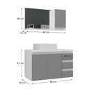 Ver imagem 2 de Conjunto Gabinete Banheiro Prisma 80cm Gabinete + Cuba + Espelheira com Vidro Branco Cinza