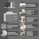 Ver imagem 4 de Conjunto Gabinete Banheiro Prisma 80cm Gabinete + Cuba + Espelheira com Vidro Branco Cinza