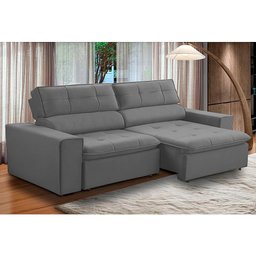 Sofá Retratil Reclinável 2 Lugares 160cm Confortável Megasul: Veludo Cinza - 2