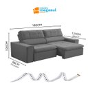Ver imagem 3 de Sofá Retratil Reclinável 2 Lugares 160cm Confortável Megasul: Veludo Cinza