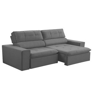 Sofá Retratil Reclinável 2 Lugares 160cm Confortável Megasul: Veludo Cinza