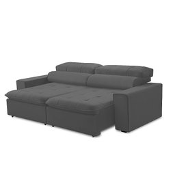 Sofá Retratil Reclinável 2 Lugares 160cm Confortável Megasul: Veludo Cinza - 4
