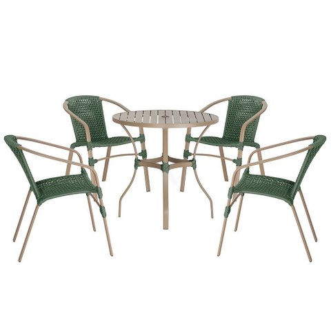 04 Cadeiras Floripa e Mesa Roma 80cm Fendi e Corda Nautica Trama Original