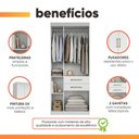 Ver imagem 4 de Guarda Roupas Solteiro Maya 4 Portas de Bater 2 Gavetas Branco Aramóveis