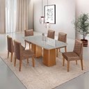 Ver imagem 1 de Mesa de Jantar Eloise 180cm Tampo Mdf Vidro com 6 Cadeiras Eloise Moderna Mobília