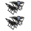 Ver imagem 1 de Kit 2 Jogos de Mesa com 4 Cadeiras de Madeira Dobravel 120x70 Ideal para Bar e Restaurante - Tabaco