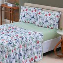 Ver imagem 4 de Jogo Lençol Cama Queen 4 Peças 100% Algodão Malha Penteada:est Verde Passaros