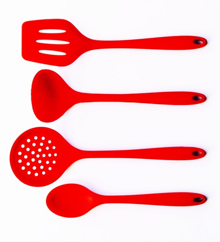 Kit 4 Peças Em Silicone Vermelho Livre de BPA . UnyHome - 2