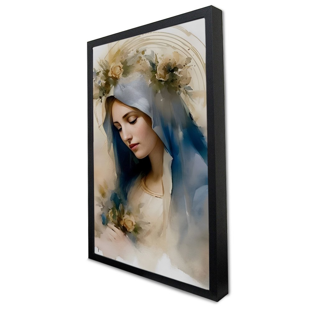 Quadro Decorativo Nossa Senhora Das Graças em Moldura Caixa Tacolado Moldura Trad 1cm Madeira Escura - 5