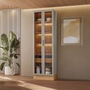 Ver imagem 1 de Cristaleira 2 Portas 1 Gaveta com LED Allure Marrom/Jequitibá/Gris Fosco