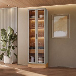 Cristaleira 2 Portas 1 Gaveta com Led Allure