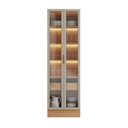 Ver imagem 2 de Cristaleira 2 Portas 1 Gaveta com LED Allure Marrom/Jequitibá/Gris Fosco