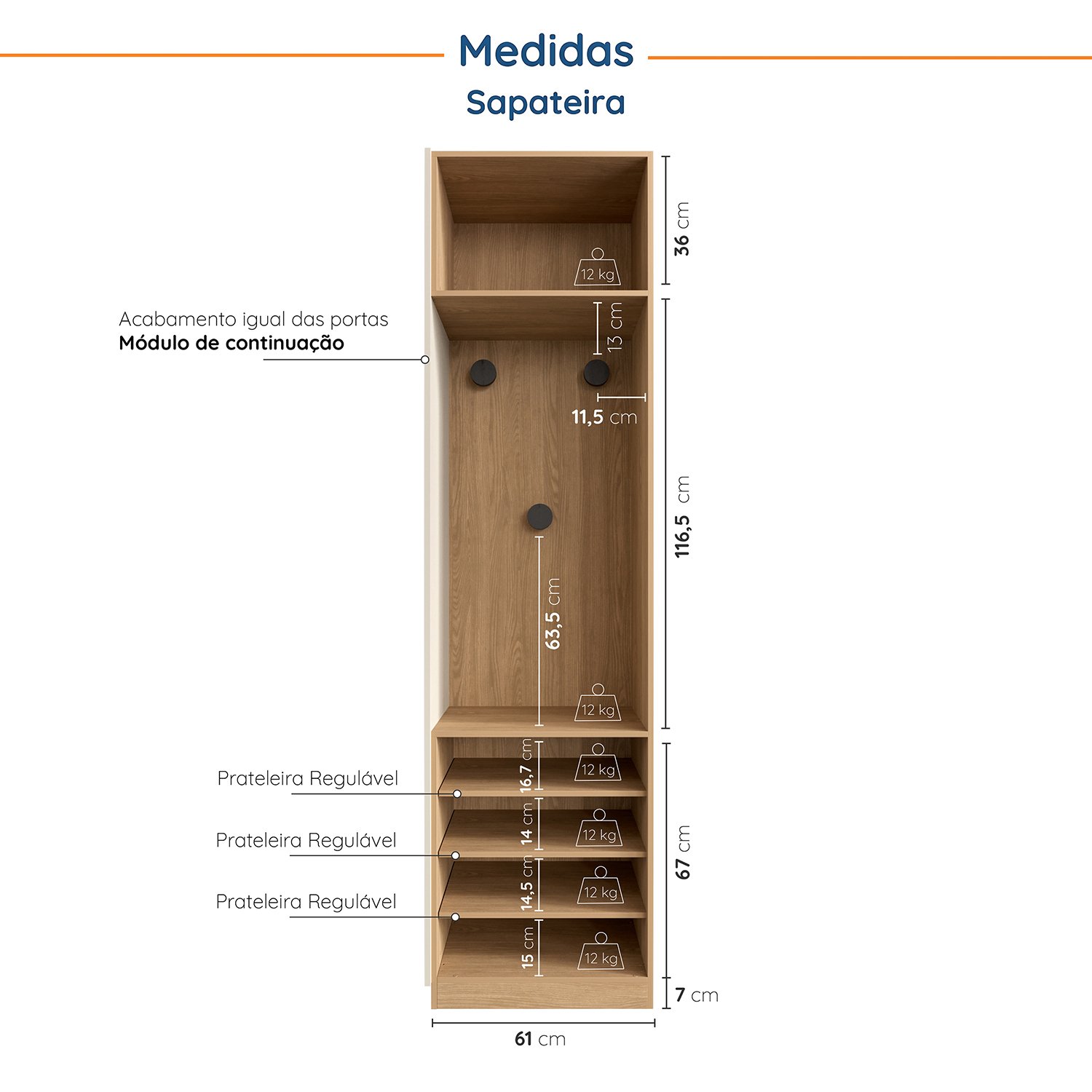 Guarda-Roupa Modulado Joy 2 Peças Nicho com 2 Gavetas e Sapateira Cabecasa Madeiramadeira - 6