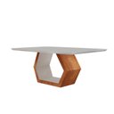 Ver imagem 2 de Mesa de Jantar 180cm x 80cm Tampo Madeira com Vidro Sarah Branco/Laqueado Off White/Cinamomo Imbuia