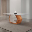 Ver imagem 1 de Mesa de Jantar 180cm x 80cm Tampo Madeira com Vidro Sarah Branco/Laqueado Off White/Cinamomo Imbuia