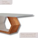 Ver imagem 5 de Mesa de Jantar 180cm x 80cm Tampo Madeira com Vidro Sarah Branco/Laqueado Off White/Cinamomo Imbuia