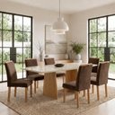 Ver imagem 1 de Conjunto de Mesa de Jantar 6 Lugares com Tampo de Vidro Lyra Cinamomo e Marrom