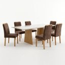 Ver imagem 2 de Conjunto de Mesa de Jantar 6 Lugares com Tampo de Vidro Lyra Cinamomo e Marrom