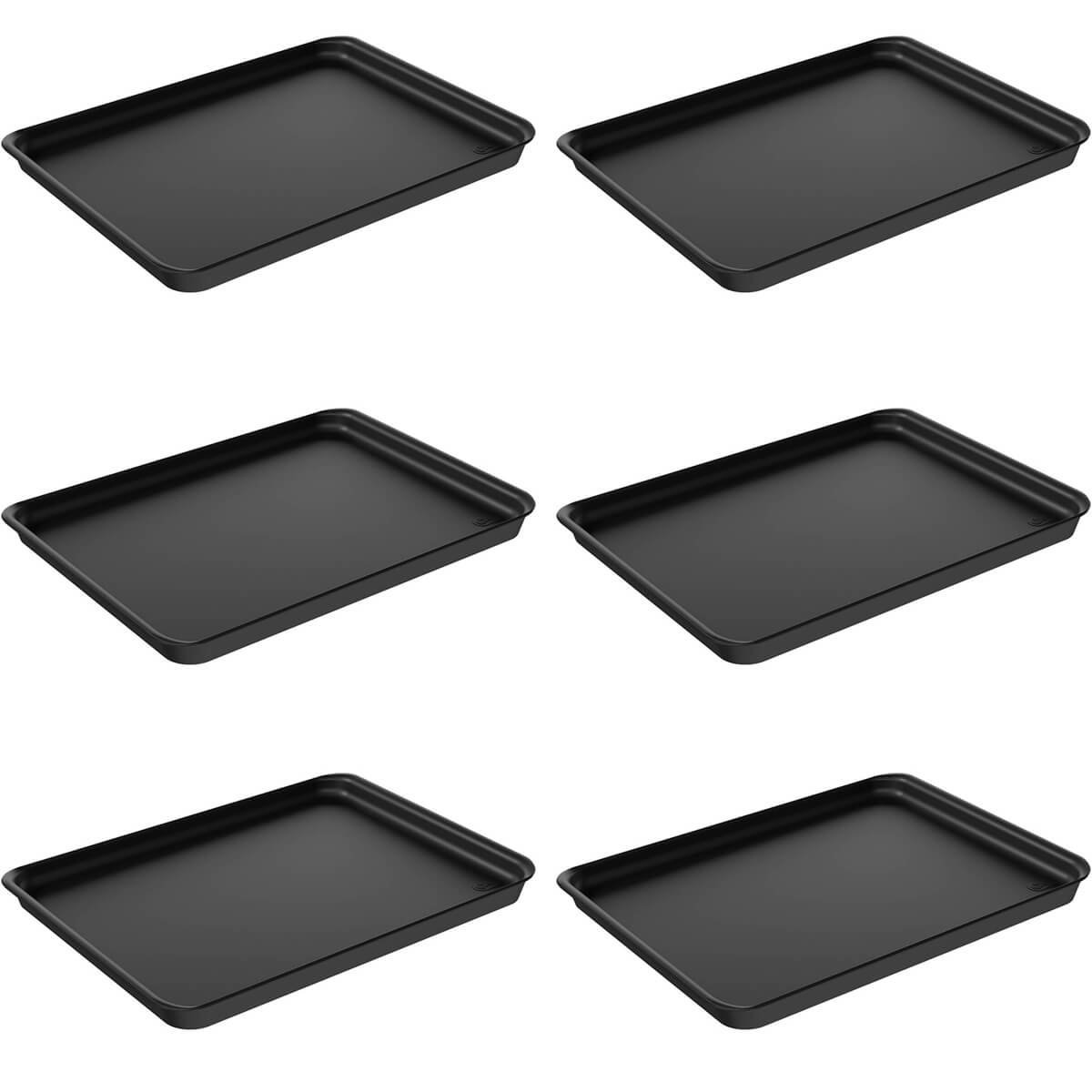 Kit 6 Bandejas Plásticas para Servir Coza 32x23cm Preto Restaurante A4 Fast Food Casual