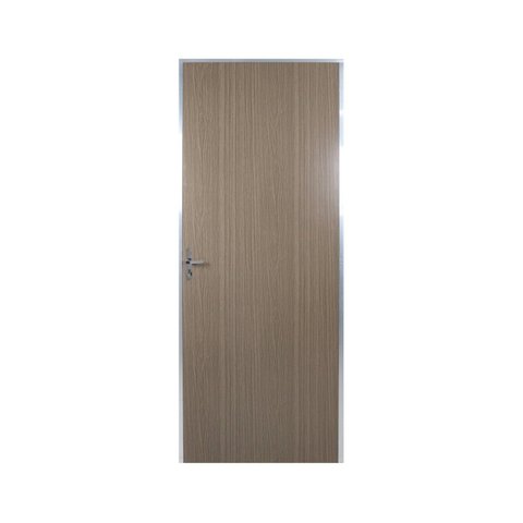 Kit Porta de Madeira Lisa 212x75cm com Batente de Alumínio 3,6cm Ecomadeiral MGM Abertura Esquerda Marrom/Carvalho Quebec
