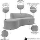 Ver imagem 3 de Sofá Living 3 Lugares 260cm Braço Direito Mozart D06 Bouclê Cinza - Mpozenato