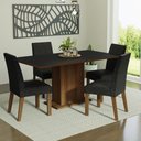 Ver imagem 1 de Conjunto Sala de Jantar Mesa Tampo de Madeira 4 Cadeiras Rustic/preto/oxford Keila Madesa