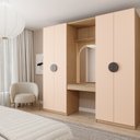 Ver imagem 1 de Guarda-Roupa Modulado Joy 3 Peças 2 Gavetas, Penteadeira Espelho Cabideiro CabeCasa MadeiraOriginals