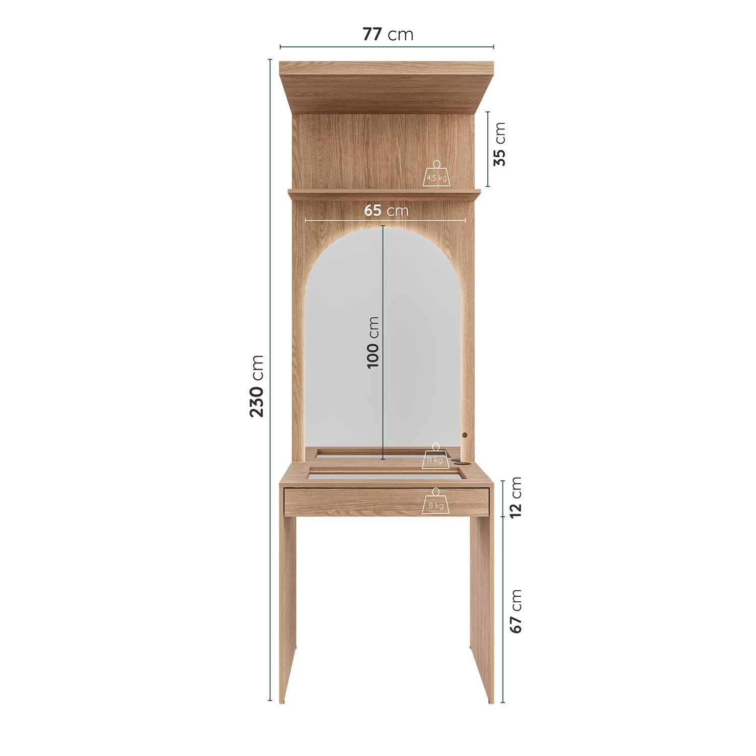 Guarda-Roupa Modulado Joy 3 Peças Módulo Nichos com 2 Gavetas, Penteadeira com Espelho e Cabideiro com N - 8