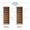 Ver imagem 5 de Guarda-Roupa Planejado Joy 3 Peças 2 Gavetas, Penteadeira Espelho Cabideiro CabeCasa MadeiraOriginals Cinza/Sereno/Avena