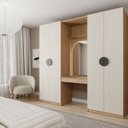 Ver imagem 1 de Guarda-Roupa Planejado Joy 3 Peças 2 Gavetas, Penteadeira Espelho Cabideiro CabeCasa MadeiraOriginals Cinza/Sereno/Avena