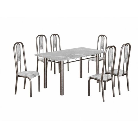 Jogo de Mesa Tubular Teixeira Madri 140cm 6 Cadeiras
