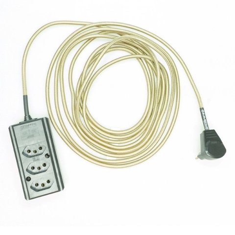 Extensão Elétrica 5 Metros Pp 2x0,75mm² Revestido Tecido Dourado Cabos Immediate Régua de 3 Saídas