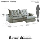 Ver imagem 4 de Sofá Retrátil e Reclinável 2,80m 4 Lugares Pillow com 18cm Fibra Siliconada Veneza - Movenzo Estofad