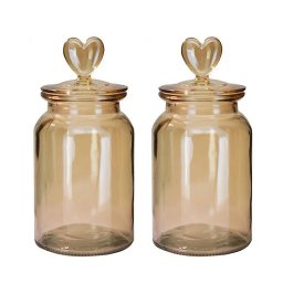 Pote Vidro Hermético Âmbar Decor Afeto Coração 1310ml - 1