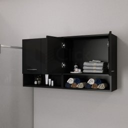Armário Suspenso Multiuso Parede 2 Nichos Lavanderia Produtos ClickForte Armário Multiuso Preto - 8