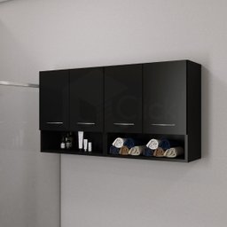 Armário Suspenso Multiuso Parede 2 Nichos Lavanderia Produtos ClickForte Armário Multiuso Preto - 9