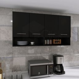 Armário Suspenso Multiuso Parede 2 Nichos Lavanderia Produtos ClickForte Armário Multiuso Preto - 7
