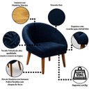 Ver imagem 3 de Poltrona Decorativa para Sala de Jantar Tecido Veludo Premium Estrutura Resistente Pés Palito