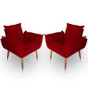 Ver imagem 1 de Kit 2 Poltronas Decorativa Paola Pes Palito Suede Vermelho