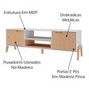 Ver imagem 3 de Rack Para TV 50 Polegadas 2 Portas BF1013 Branco Pinus HEC
