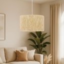 Ver imagem 1 de Luminária Pendente Shalon em Corda Sisal Natural Palha:branco