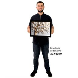 Quadro Decorativo Floral Luxo Cerejeira Branca em Moldura Caixa Tacolado Moldura Caixa 3cm Freijó Se - 2