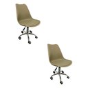 Ver imagem 1 de Kit 2 Cadeiras Escritório Secretaria Decorativa Eames Chicago Bege