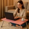 Mesa Notebook Rosa Dobravel Portatil Base em Madeira Apoio Multiuso para Cama Sofa Estudos Home Offi - 2
