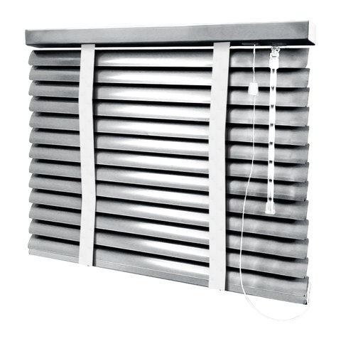 Persiana Horizontal - 0,60m Larg X 0,60m Alt - Alumínio 50mm com Fita Decorativa - Cor: Prata - Fita