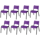 Ver imagem 2 de Kit 8 Cadeiras Iso Fixa Empilhável Escola Igreja Salão:roxo