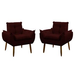 Kit 2 Poltrona Decorativa Sala de Estar Escritório Quarto Prime Cor: Marsala - 1