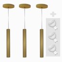 Ver imagem 2 de Kit 3 Pendente Tubo Palito 30cm - Ouro + Lampada Led 4w